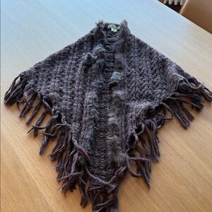 Knit Shawl with Fringe